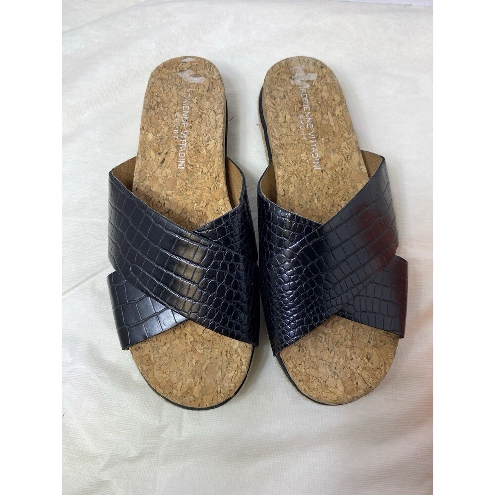ADRIENNE VITTADINI SPORT POMMERY FAUX LEATHER WOMEN’S SANDALS Size 9 Black - Picture 6 of 9